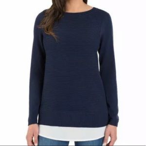 Hilary Radley Women's Faux Double Layered Sweater XL Blue